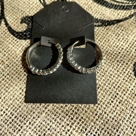 Rhinestone Hoop Earrings - Picture 6 of 13